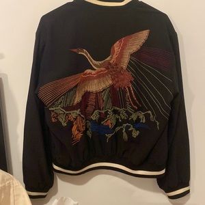 Reversible Embroidered Satin Bomber Jacket